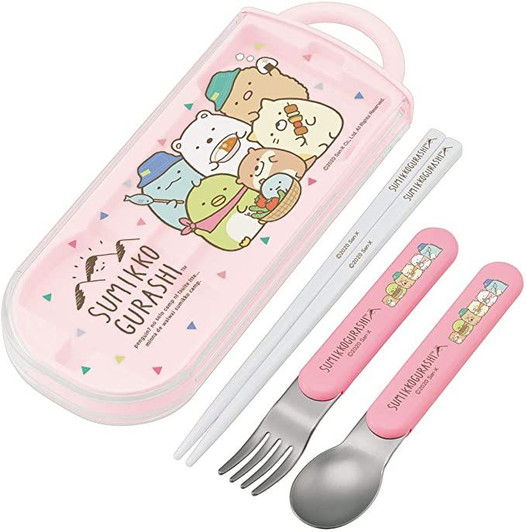 Skater Sumikko Gurashi Camp Antibacterial Slide Trio Set (Spoon, Fork & Chopsticks)