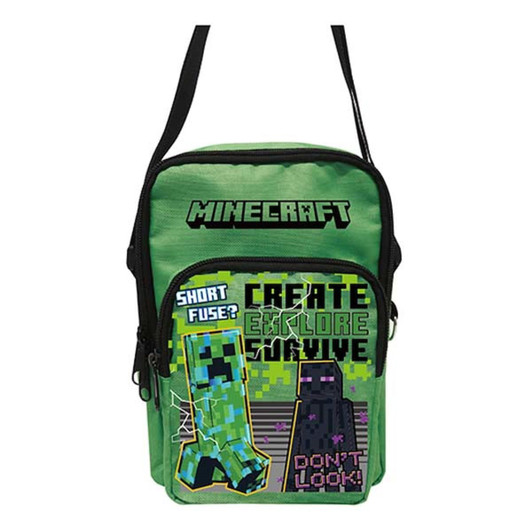 Kcompany Minecraft Shoulder Bag With Pocket Featuring Creeper And Enderman