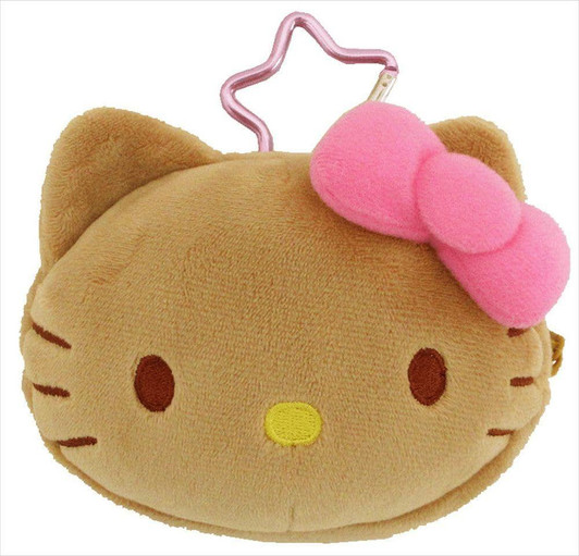  Unique730 Face Pouch With Carabiner (Hello Kitty Brown) 