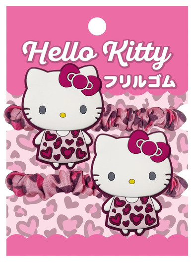 iplanning Sanrio Hello Kitty Frilled Hair Elastics Two Piece Set B Heart Leopard