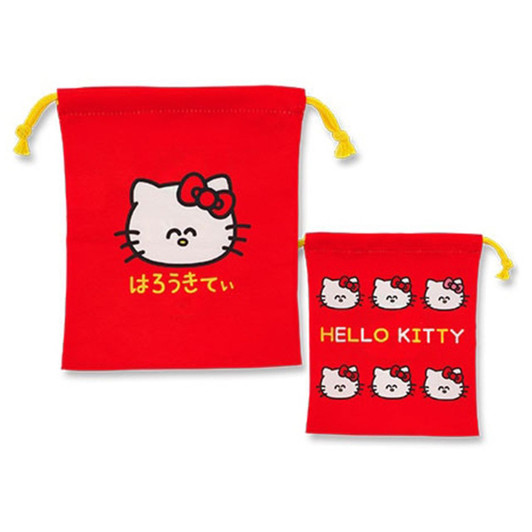 Oekaki San Sanrio C Drawstring Pouch Without Gusset Hello Kitty Red