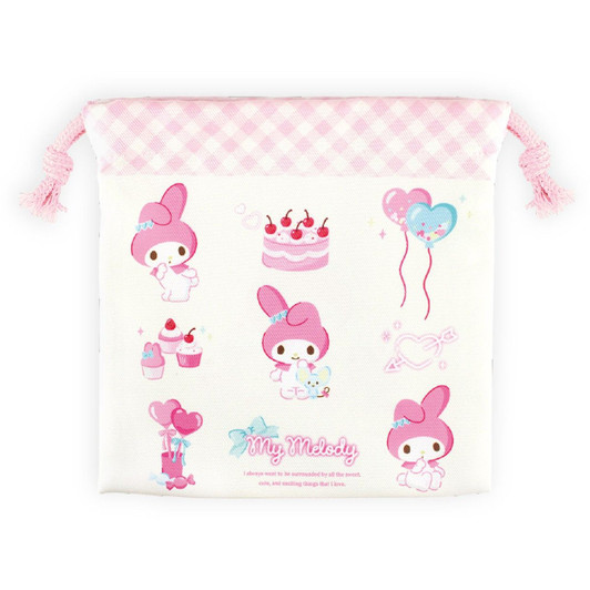 T's Factory Sanrio Flat Drawstring Pouch Girls' Pink / My Melody