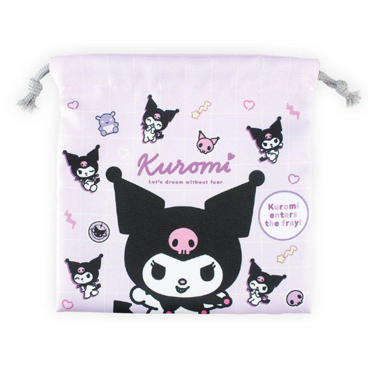  T's Factory Sanrio Flat Drawstring Pouch Kuromi Time 