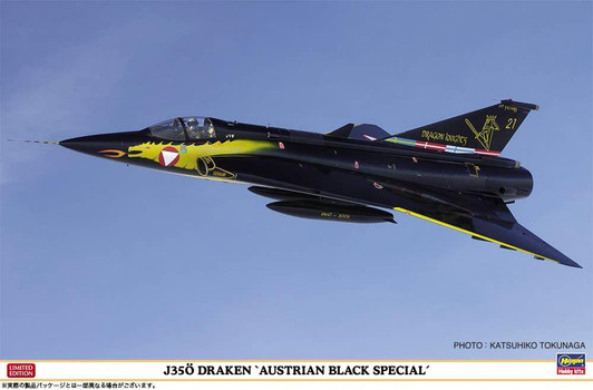  Hasegawa 1/48 J35O Draken Austrian Black Special Plastic Model 