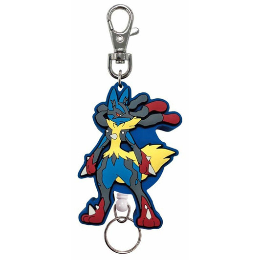  SK Japan Pokemon Rubber Reel Key Holder Mega Lucario 