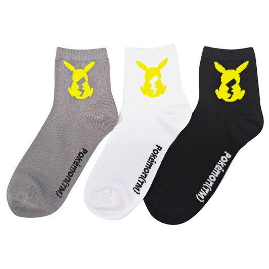  Pokemon Center Original 3P Short Socks Pikachu Silhouette Men's (25-27 Cm) 