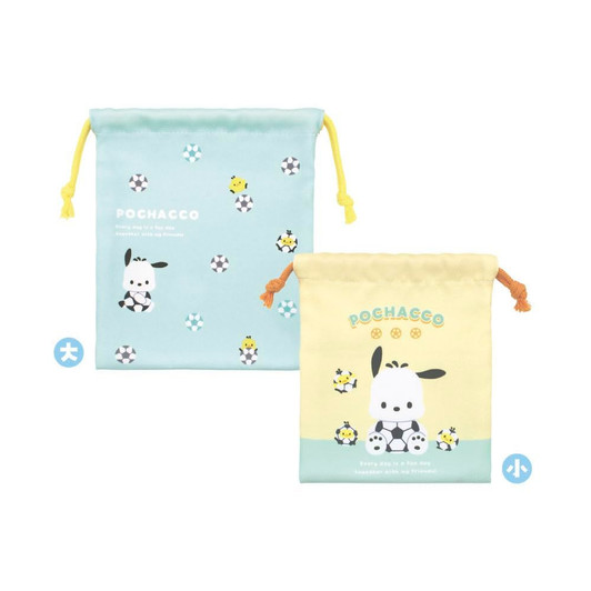 T's Factory Sanrio Two Piece Drawstring Pouch Set Soccer / Pochacco