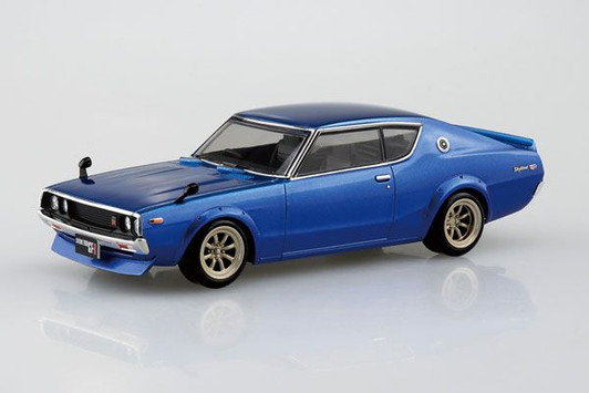 Aoshima Raku Pla Snap Kit 1/32 No. 24 CU-MB Nissan C110 Skyline GT-R Custom (Metallic Blue) Plastic Model