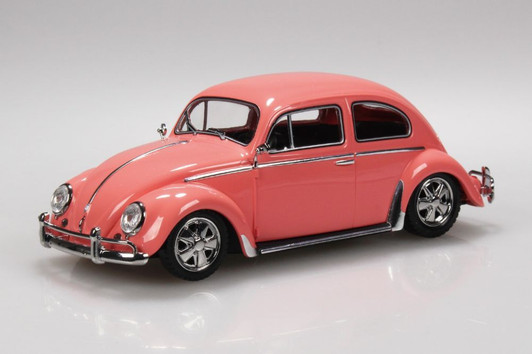 Aoshima Rakupla Snap Kit  1/32 No. 20CU-CP Volkswagen Beetle Custom Coral Pink Plastic Model