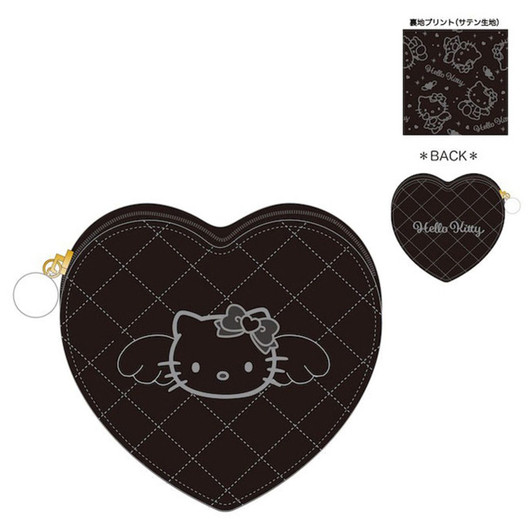TCP Hello Kitty Quilted Heart Coin Case Black