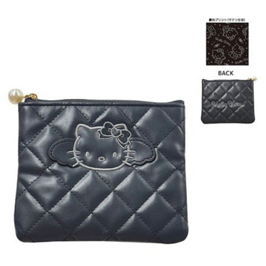 TCP Hello Kitty Quilted Flat Pouch Black