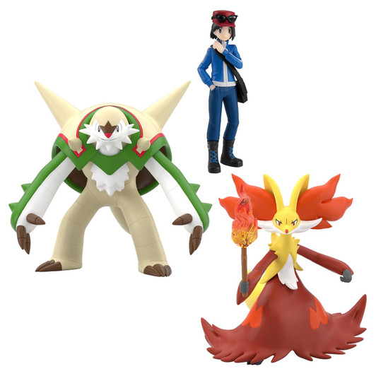 Pokemon Center Original Pokemon Scale World Kalos Region Calem & Chesnaught & Delphox