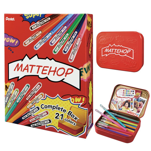 Pentel Hybrid Mattehop Gel Pen - 1.0 mm - 21 Complete Box Color Set