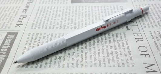  Rotring 600 3-in-1 2 Color Fine Ballpoint Multi Pen + 0.5 mm Pencil - White 