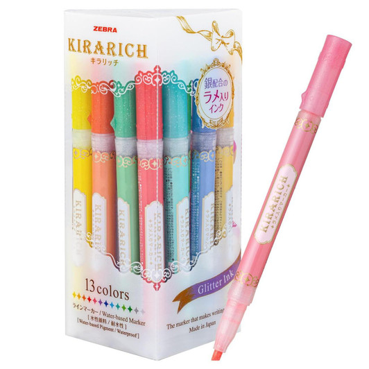  Zebra Kirarich Glitter Highlighter - 13 Color Set - Limited Edition 