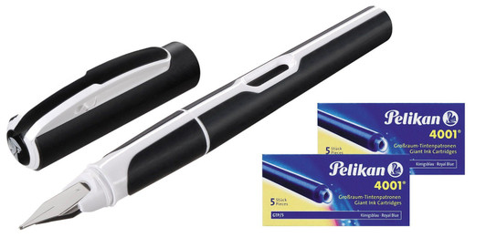 Pelikan Style Fountain Pen - Black/White - Medium
