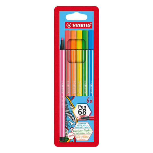 Stabilo Pen 68 Marker - 1.0 mm - 6 Neon Color Set