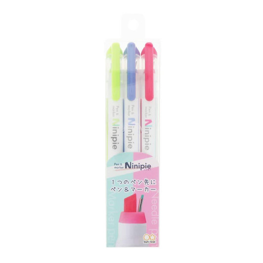  Sun-Star Ninipie Dual Tip Highlighter - 3 Pen Set B 