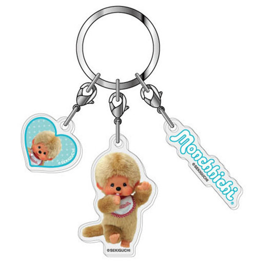 HASEPRO Monchhichi Three Piece Acrylic Key Holder Zero Four Monchhichi Kun Beige