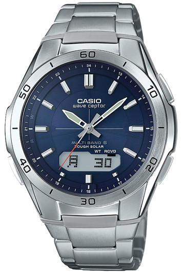 CASIO Watch Wave Ceptor Solar Watch Compatible with Radio Waves of 6 Stations Around the World Anadigi Combi Model WVA-M640D-2AJF Silver