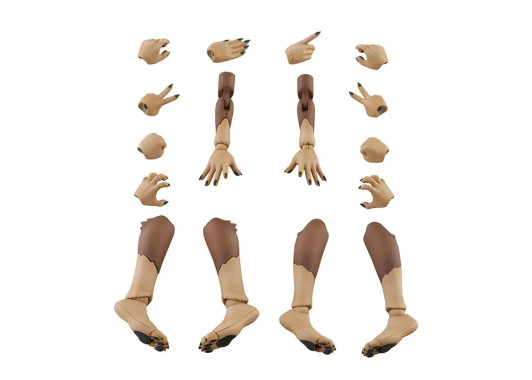 Aoshima KEMOPLA No.KO-02RJW Arm and Leg Parts Set [Japanese Wolf Color] Plastic Model