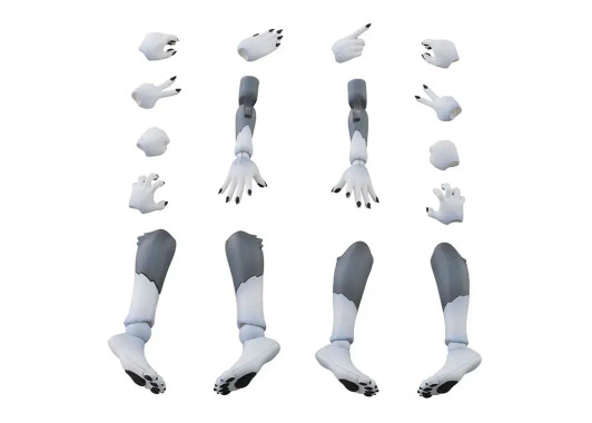 Aoshima KEMOPLA No.KO-02RGW Arm and Leg Parts Set [Gray Wolf Color] Plastic Model