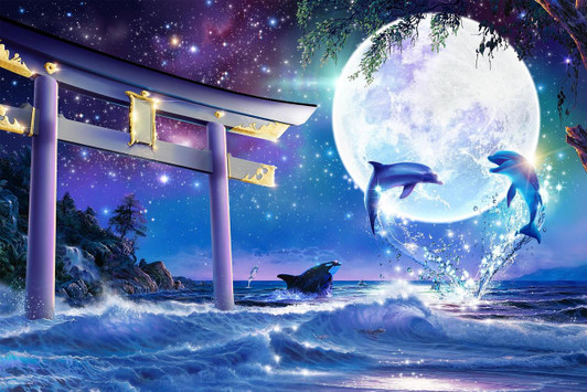 Yanoman Jigsaw Puzzle Gate of Dolphin Night (1000 Pieces) 