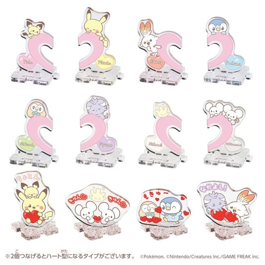 Pokemon Center Original PokePeace Adorably Connected Acrylic Stand Mellow Heart