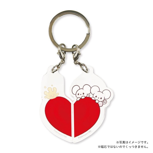 Pokemon Center Original Double Heart Acrylic Keychain Milcery & Tandemaus