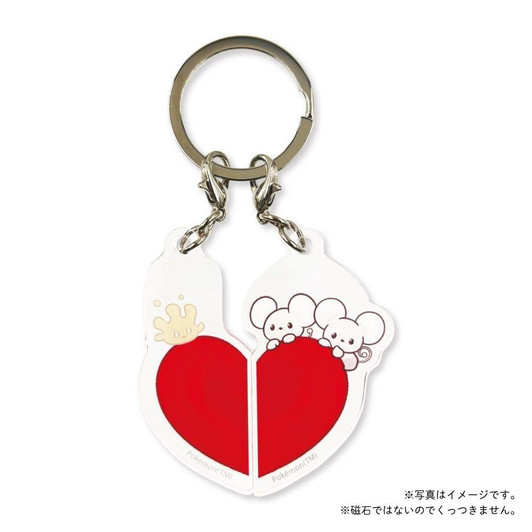  Pokemon Center Original Double Heart Acrylic Keychain Milcery & Tandemaus 