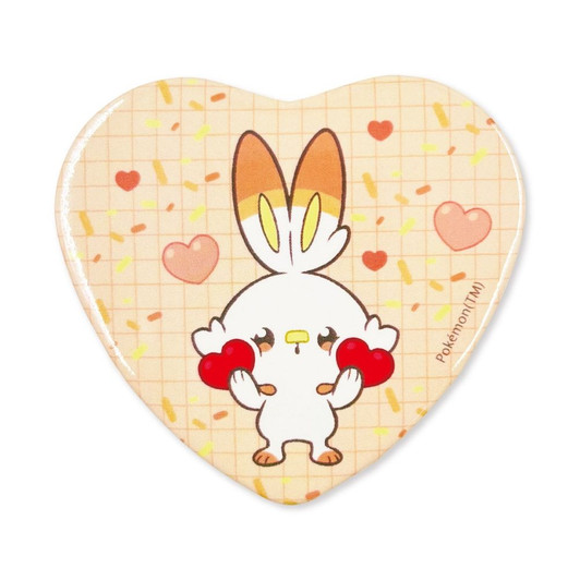 Pokemon Center Original Heart Can Badge 2 Piece Set Scorbunny And Rowlet And Milcery