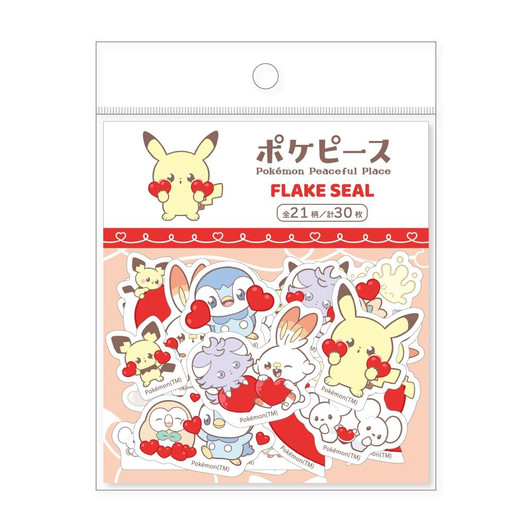Pokemon Center Original Flake Stickers Heart PokePeace