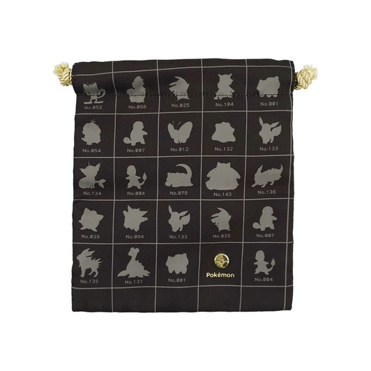 Pokemon Center Original Monotone Silhouette Drawstring Pouch