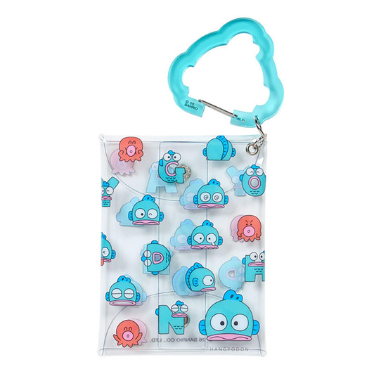Sanrio Hangyodon Clear Pouch With Carabiner (And Bad Badtz-Maru Funny Face Design) 753602