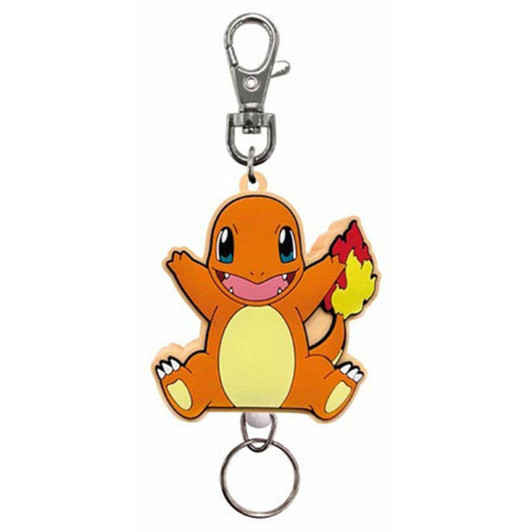  SK Japan Pokemon Rubber Reel Key Holder Charmander (Sitting) 