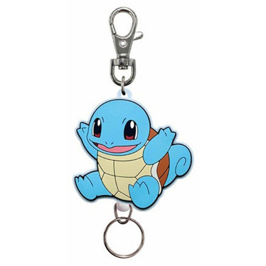  SK Japan Pokemon Rubber Reel Key Holder Squirtle (Sitting) 