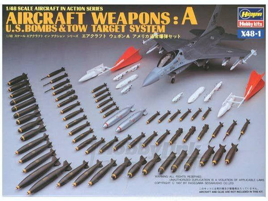  Hasegawa 1/48 Aircraft Weapons A: US Bombs & Tow Target System 