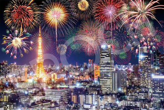 Jigsaw Puzzle Tokyo night view and fireworks (1000 Pieces)