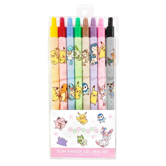 Pokemon Center Original Slim Knock-Style Gel Pens 8-Color Set 306034