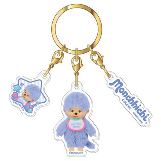 HASEPRO Monchhichi Colors Three Linked Acrylic Key Holder Two Blue