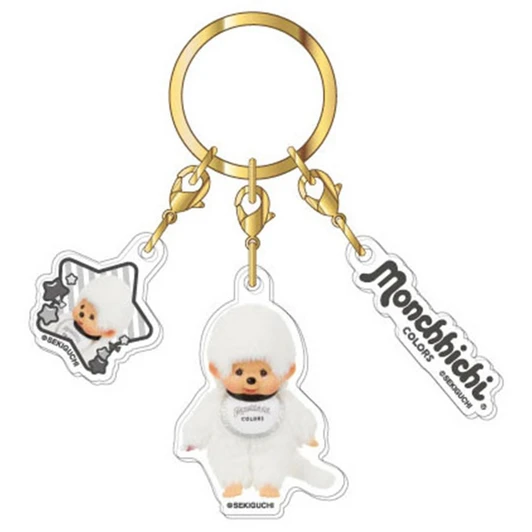 HASEPRO Monchhichi Colors Three-Linked Acrylic Keychain Two White