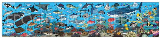 Jigsaw Puzzle - Apollo Step Panorama Puzzle Fun In The Sea Children's Puzzle St Mark Certified With Storage Bag Toy (20 Pieces)