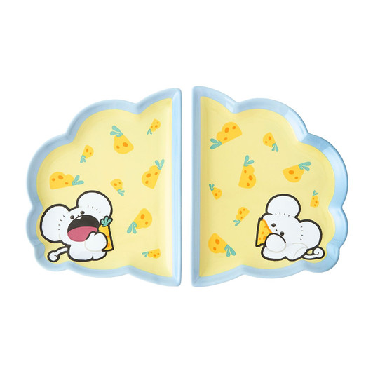 Pokemon Center Original Half And Half Pair Plate Set Mogu Mogu Watching! Tandemaus