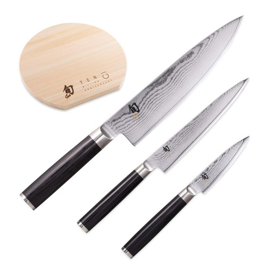 Kai KAI Shun Classic 3 Piece Knife Set With Cutting Board Chef Knife Utility Knife Paring Knife Made In Japan 