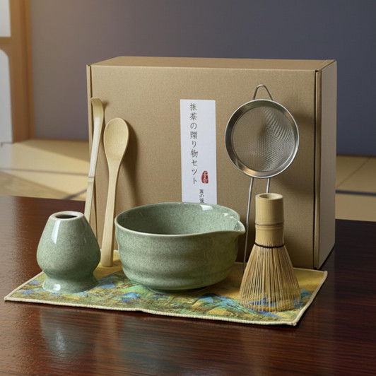 Kumorino Matcha Set 7 Pieces Spouted Matcha Bowl 100 Prong Matcha Whisk Tea Scoop Tea Strainer Whisk Stand Tea Cloth Spoon Enjoy Tea Ceremony And Matc