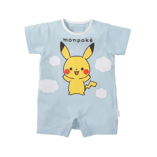  Pokemon Center Original Monpoke Blue Sky Pikachu Short Sleeve Romper 