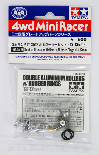 Tamiya 15418 Mini 4WD Double Aluminum Rollers with Rubber Rings (13-12mm)