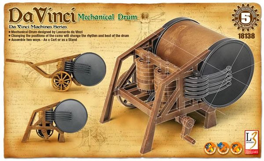 Leonardo Da Vinci Manuscript Mechanical Drum Plastic Model