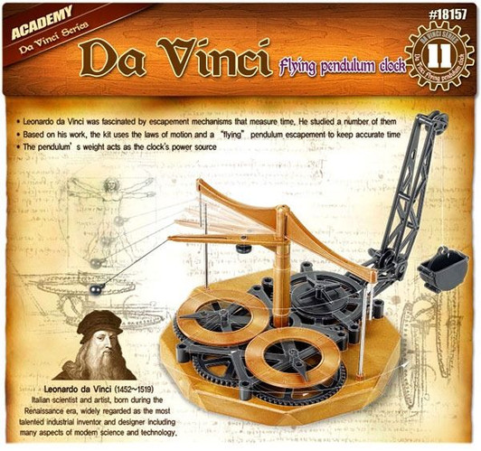 Leonardo Da Vinci Manuscript Flying Pendulum Clock Plastic Model