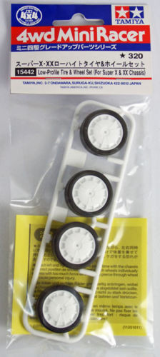 Tamiya 15442 Mini 4WD Low-Profile Tire & Wheel Set (for Super X & XX Chassis)